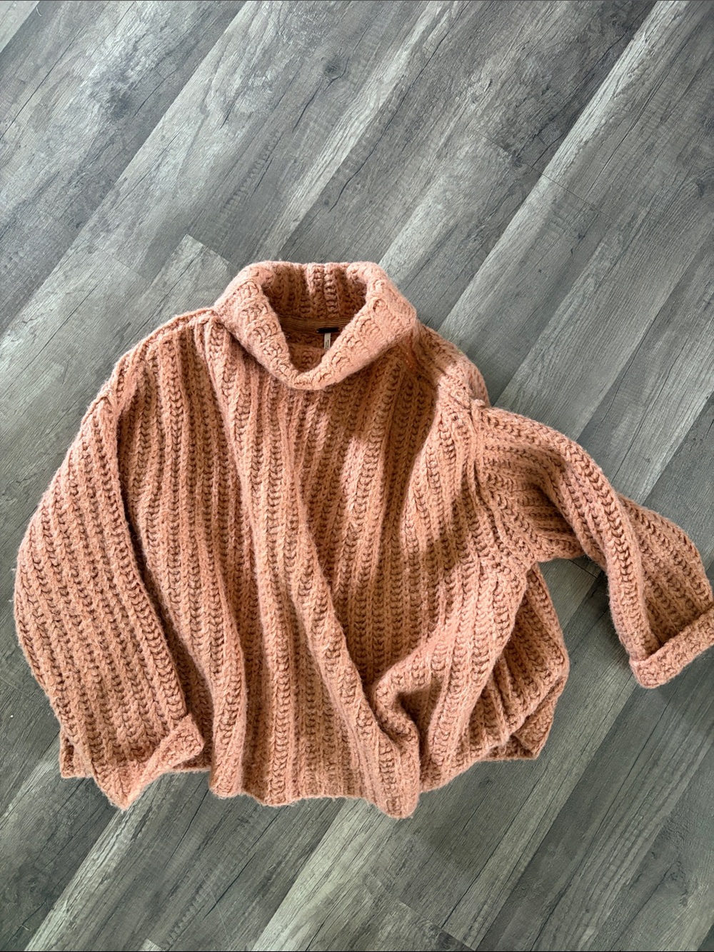 Free People Chunky Cowl Neck Cropped Sweater - Burnt Orange / Rust